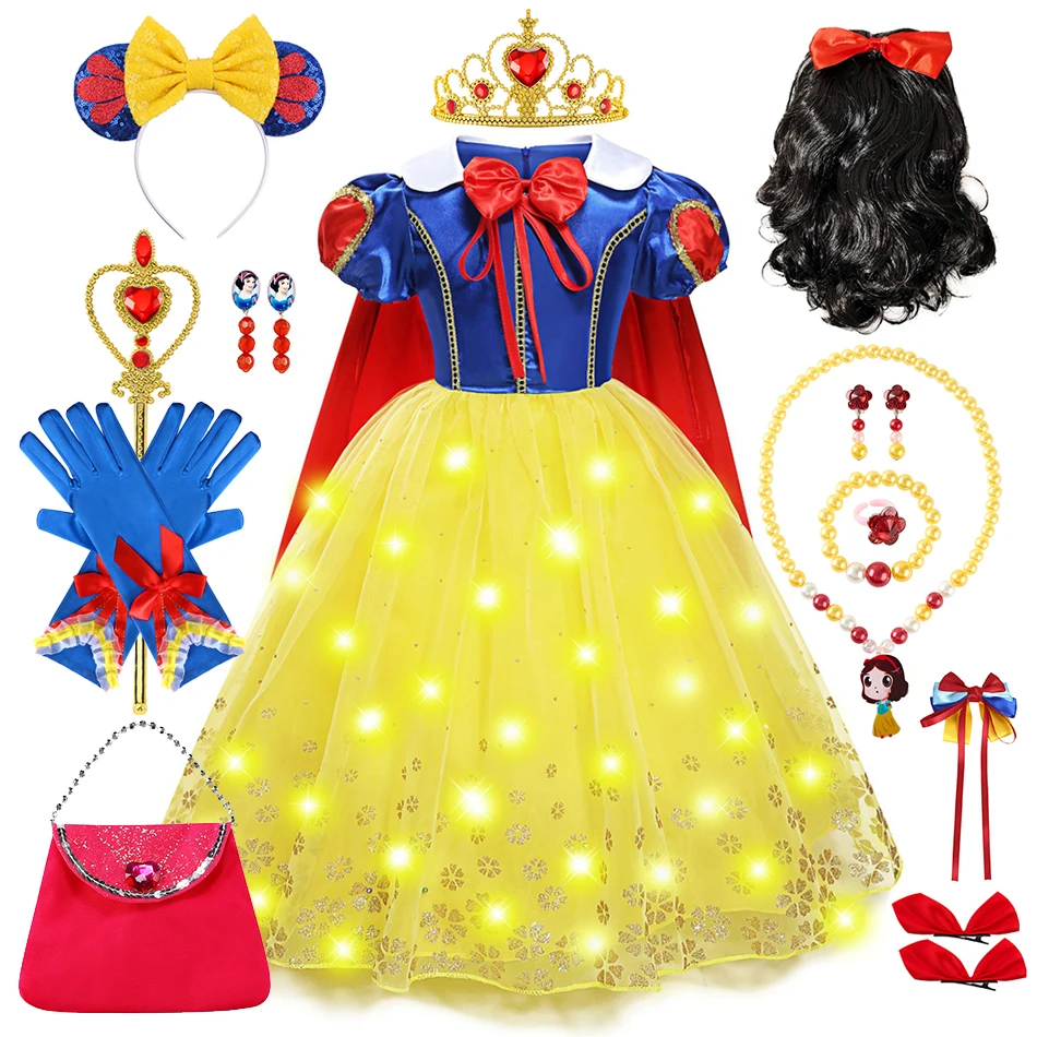 

Snow White Cosplay Princess Dress Kids Fancy Costume With Cloak Children Birthday Carnival Halloween Party Disguise Clothes