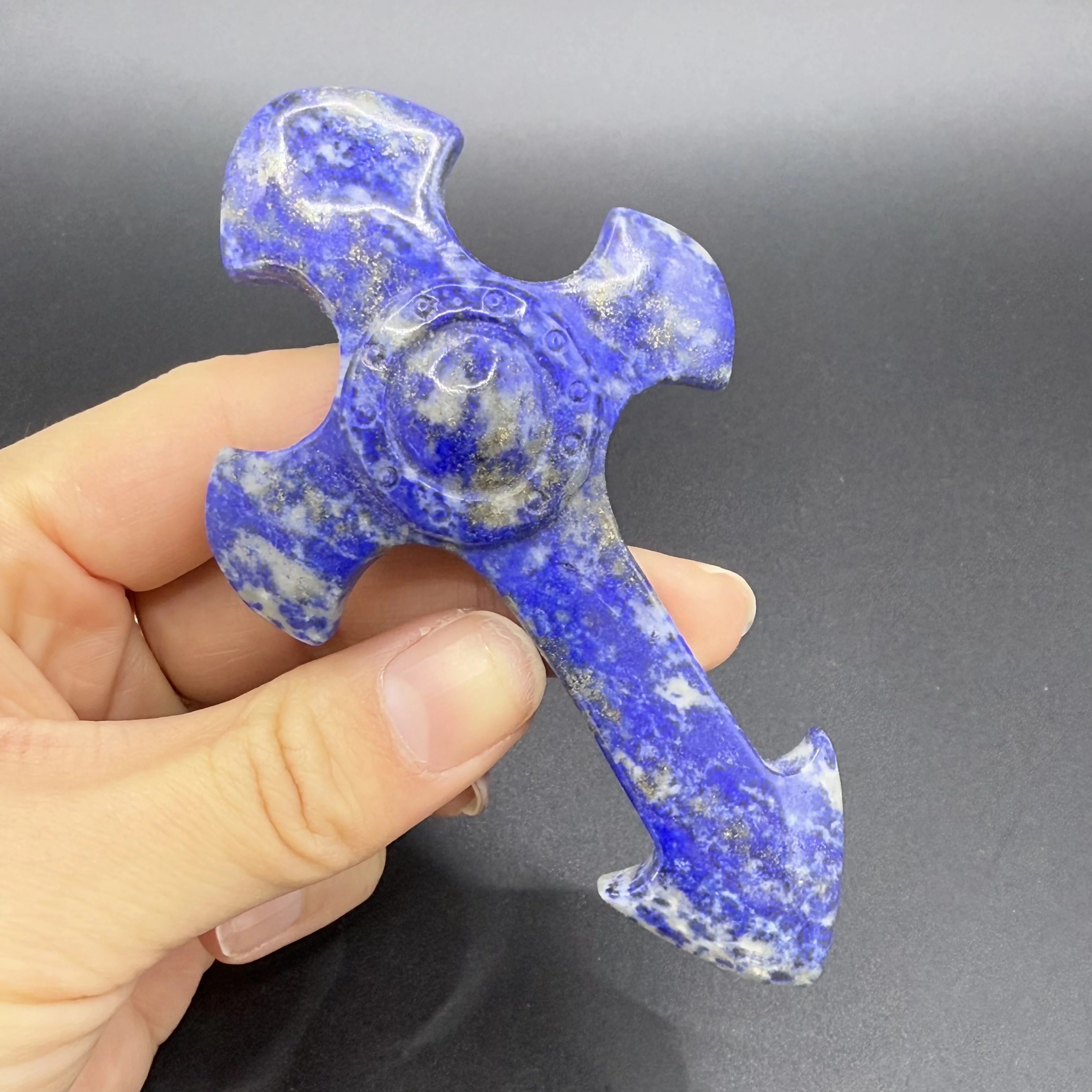 Natural Lapis Lazuli Crystal Stone Egyptian Cross Decor