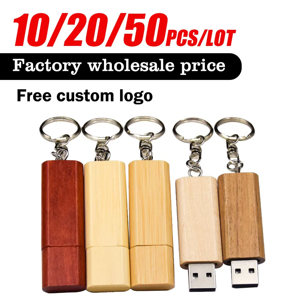 

10/20/50pcs free custom logo Wooden USB flash drive pen driver wood chips pendrive 4GB8GB16GB 32GB memory stick for wedding Gift
