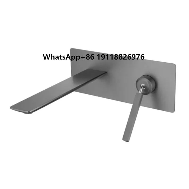 

Modern New Design Wall Mounted Single Handle Basin Faucet Black Concealed Bathroom Sink Tap Copper Hot Cold Water Bathtub Mixer