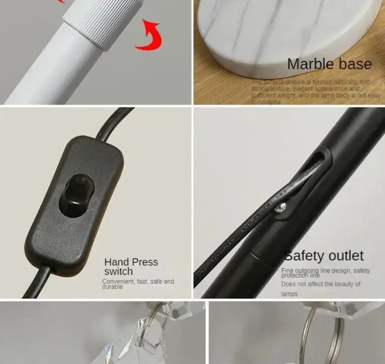 

Crystal feather white vertical floor lamp, living room, study, bedroom, bedside floor lamp