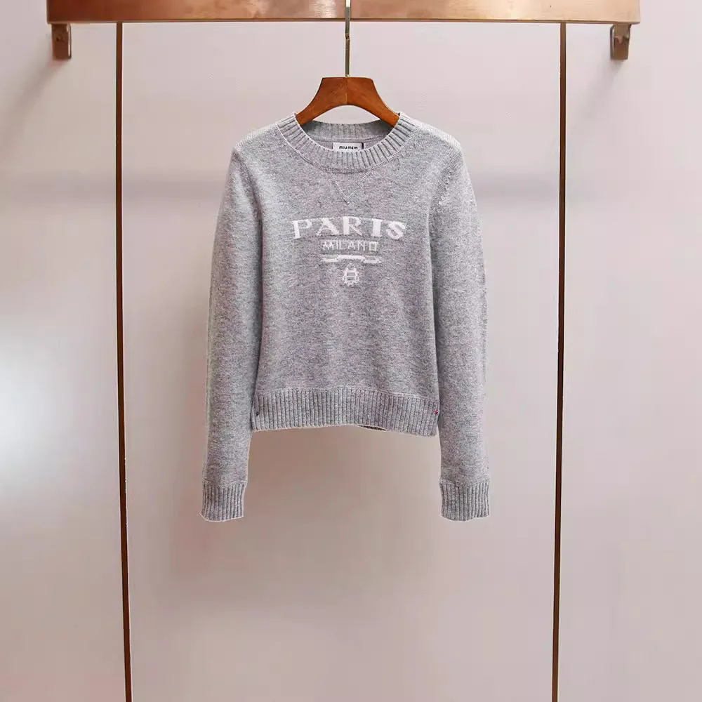 

MaSande High-End Women's ort Knitwear Letter Collide Color Match All-Match Sle Autumn New Casual Faion Women's Top