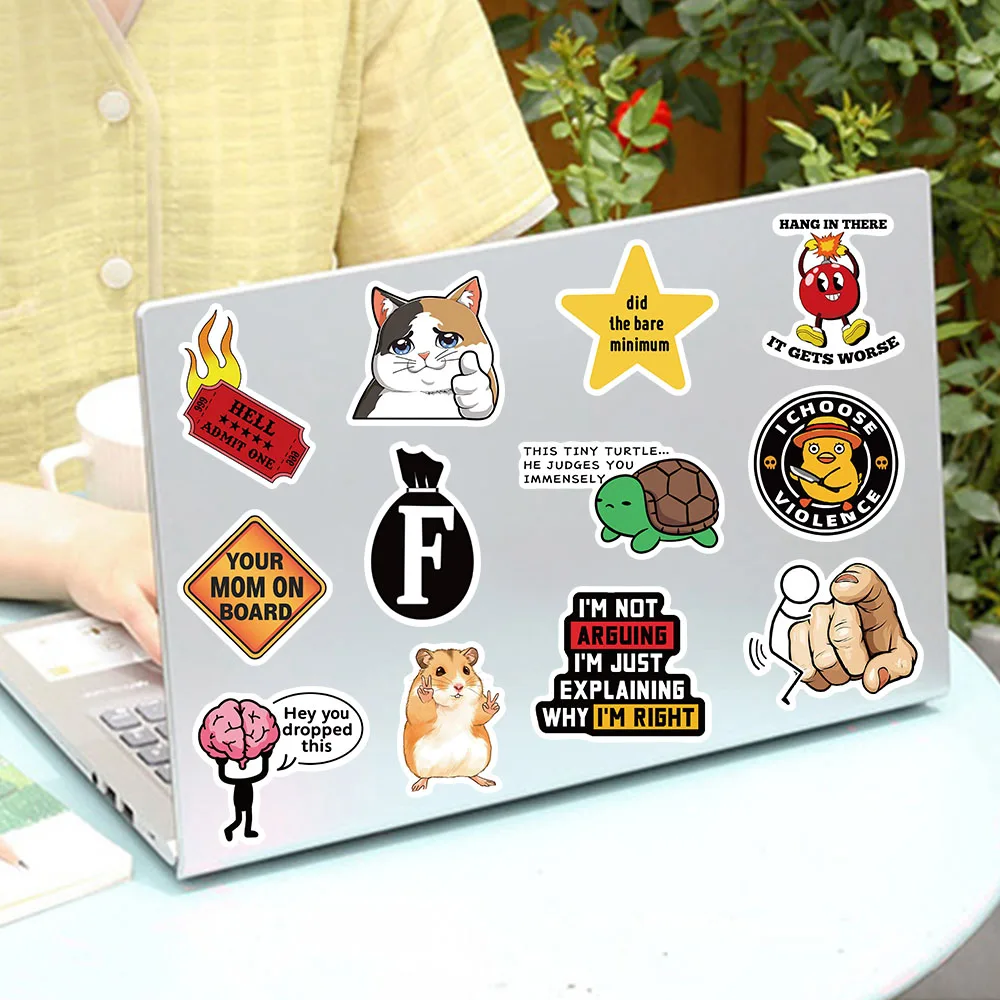 50 STKS Prank Meme Stickers Cartoon Graffiti Decals Voor Laptop Bagage Koelkast Helm Notebooks DIY Waterdichte Speelgoed Stickers