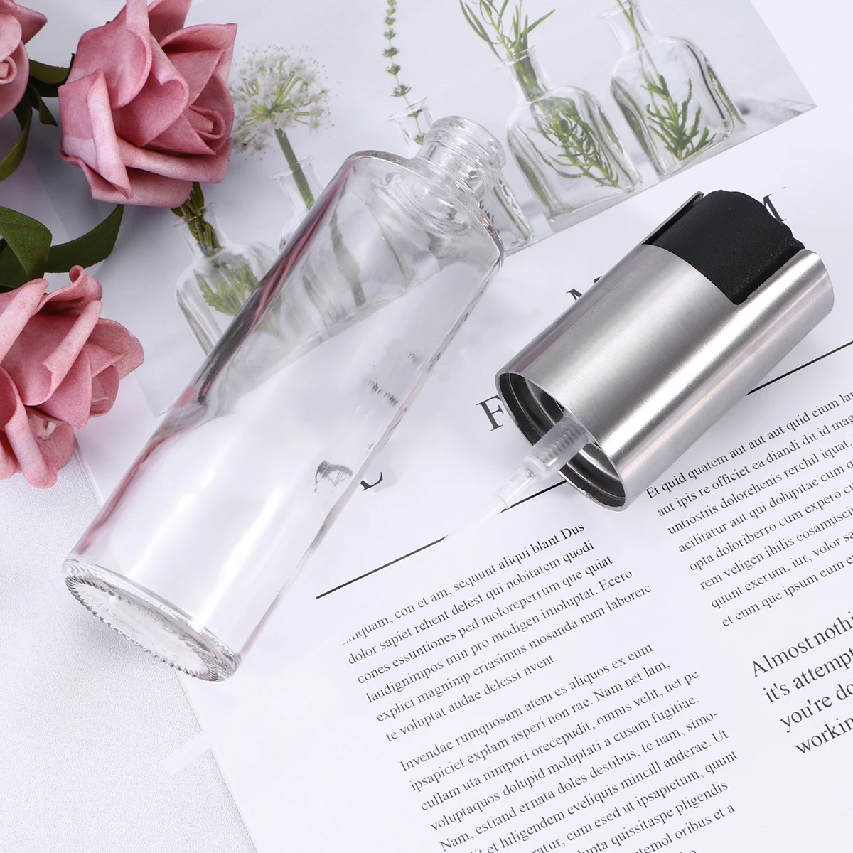 

Oil Sprayer Glass 4x4x175cm Stainless Steel Dispenser Bottle Baking Cooking Reusable Silicone Bristles Heat Odor Resistance