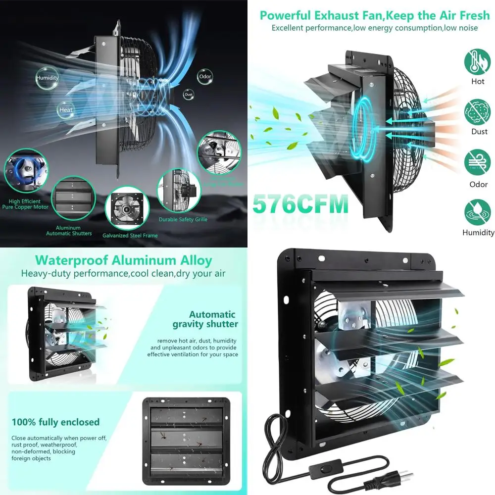 

7 Inch Wall-Mounted Exhaust Fan with ON/OFF Switch for Attic, Chicken Coop, Greenhouse, and Barn Ventilation