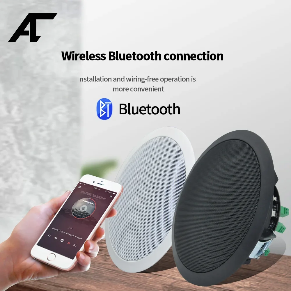 6 polegada casa teto alto-falante parede 20w bluetooth-compatível 5.0 amplificador de som para casa de banho cozinha ao ar livre áudio