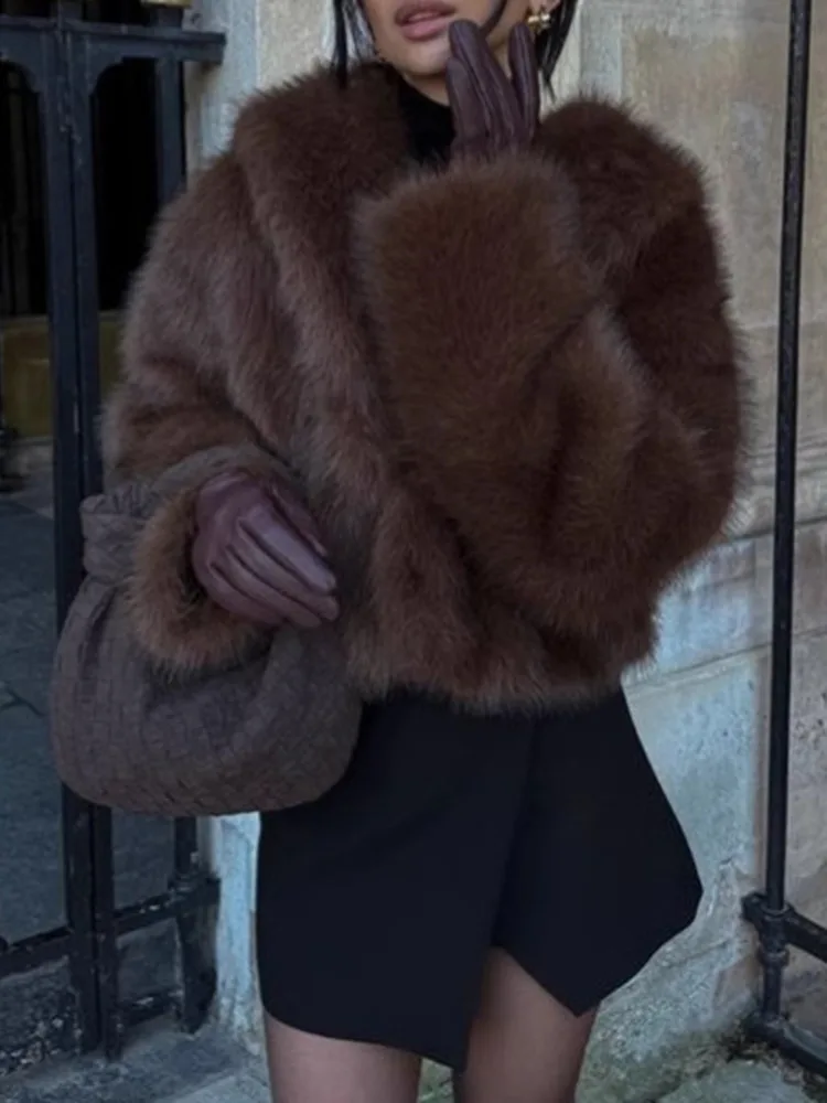 ZMEENNA Chic Faux Fur Coat For Women Warm And Stylish Long Sleeve Winter Outerwear With Lapel Collar And Pockets ZM3907