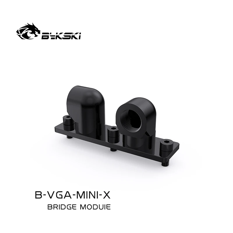 Bykski B-VGA-MINI-X G1/4 ''360 Terminal giratorio/puente de bloque GPU/instalar adaptador de enfriador de agua cambio de dirección negro plata