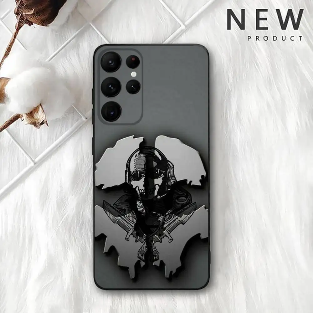 حافظة هاتف C-COD Call Of D-Duty Ghost لهاتف Samsung S 25,24,23,22,30,21,10,9,Ultra,Plus,Lite,FE,4,5G حافظة ناعمة سوداء