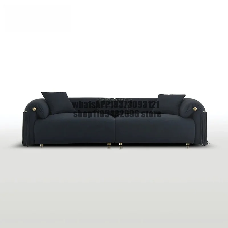 Modern Luxury Living Room Sofa - Rock Mist Blue Matte Leather, a Stylish Double-seater Sofa