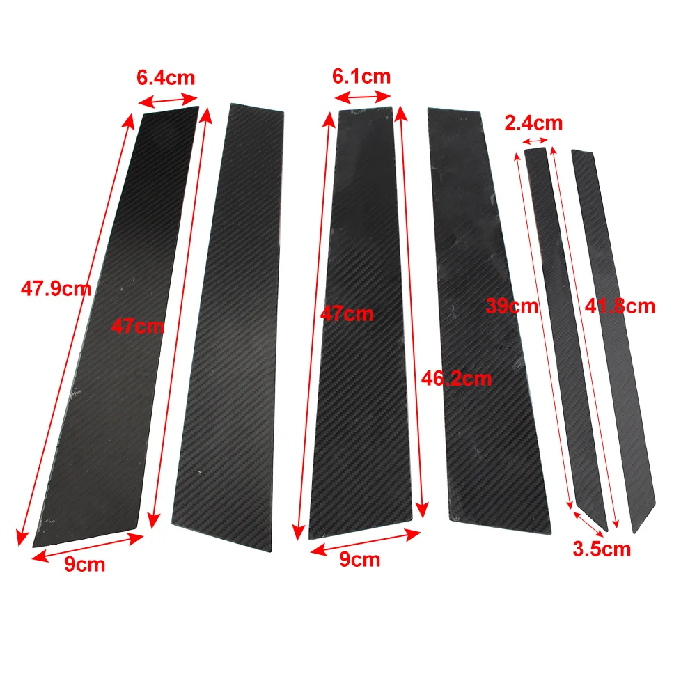 6x Carbon Fiber Car Exterior Door Window B Pillar Post Cover Trim Decorative For Mercedes Benz M/ML Class W164 2006-2011