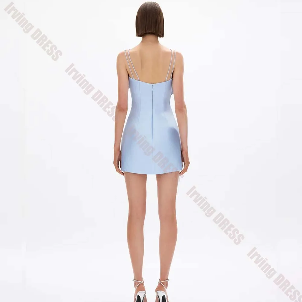 Fashion Homecoming Dresses Spaghetti Strap Sleeveless Ruffle A Line Split Women's Mini Party Graduation Prom Evening Dresses