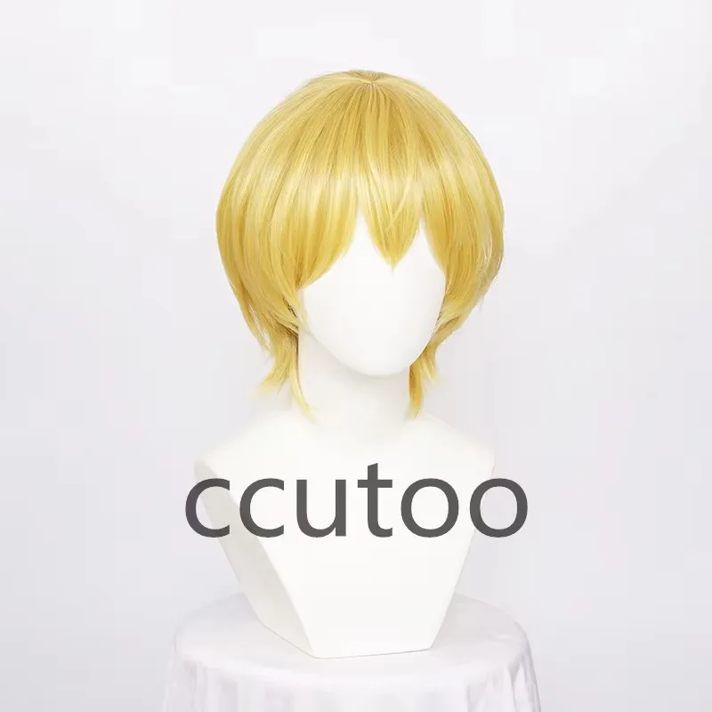 

Kurapika Kurta короткий блондин золотой синтетический парик для косплея металлическое кольцо-цепочка серьги аксессуары + шапочка для парика