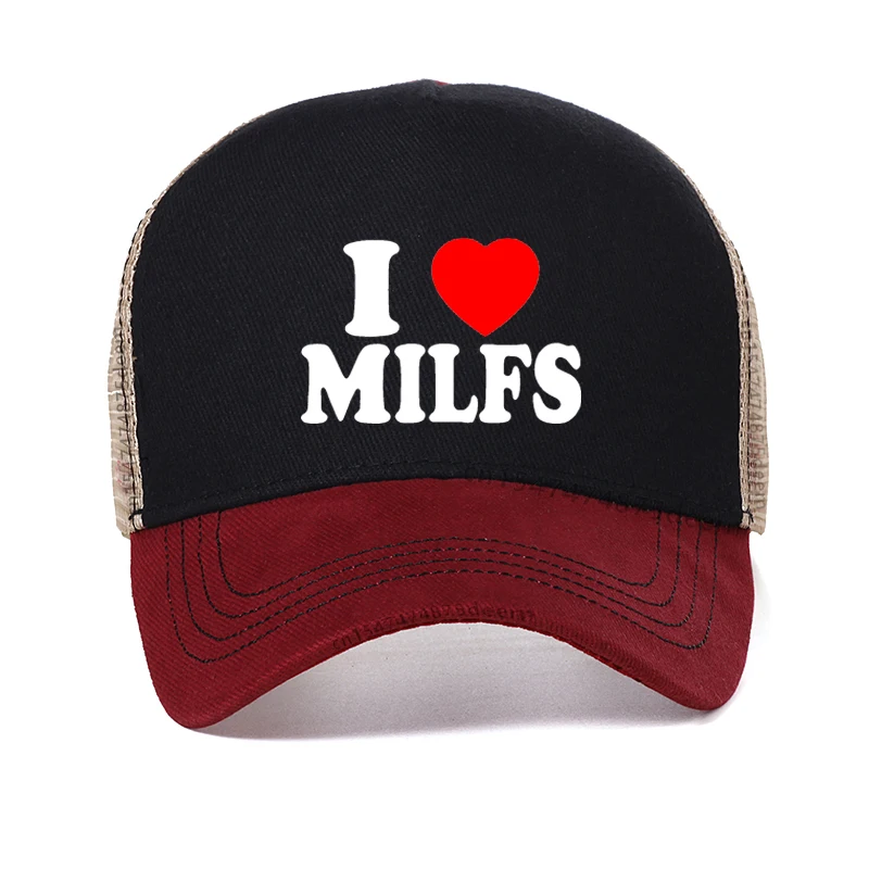 

I Love MILFS I Heart Hot Moms Printed Baseball Cap Women Cotton Summer cool Mesh breathable hat Fashion outdoor sunhats gorras