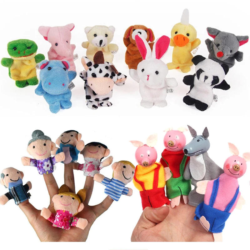 Baby Mini plush toys Plush Dolls Cartoon Animals Family Hand Puppet Cloth Theater Children Educational Toys for Kids TMZ