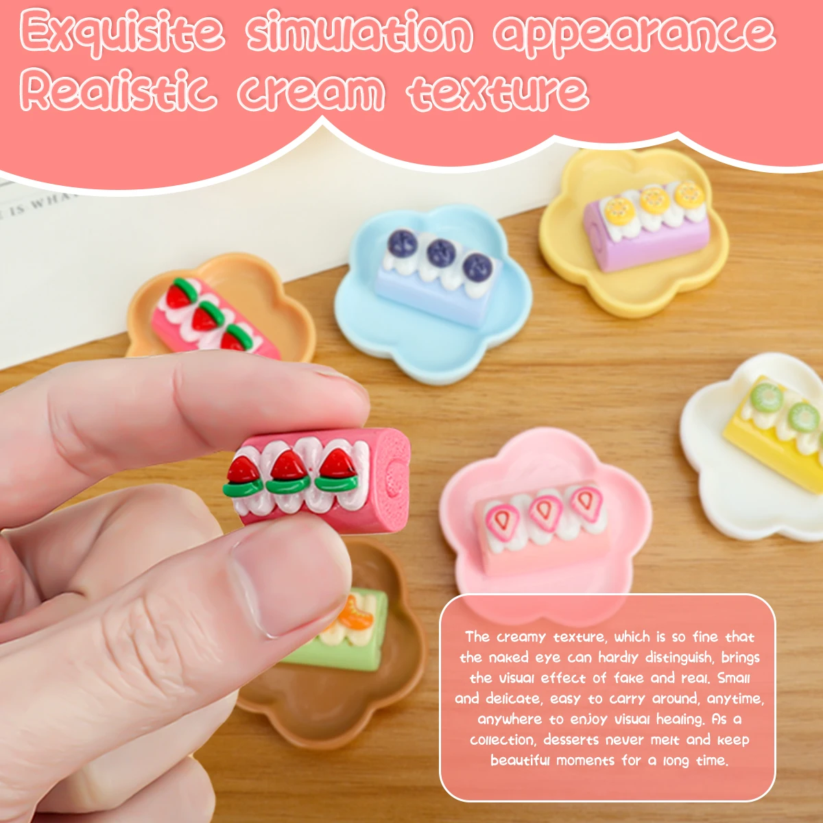 12 stücke Miniatur Harz Simulation Lebensmittel Spielen Kuchen Rolle Blume Tablett Set Puppenhaus Zubehör Familie Interaktive Spielen Haus Spielzeug