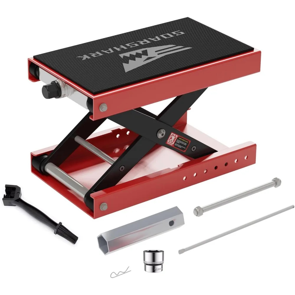 Aluminum Motorcycle Scissor Lift Jack, 1100LBS Heavy Duty (Red)