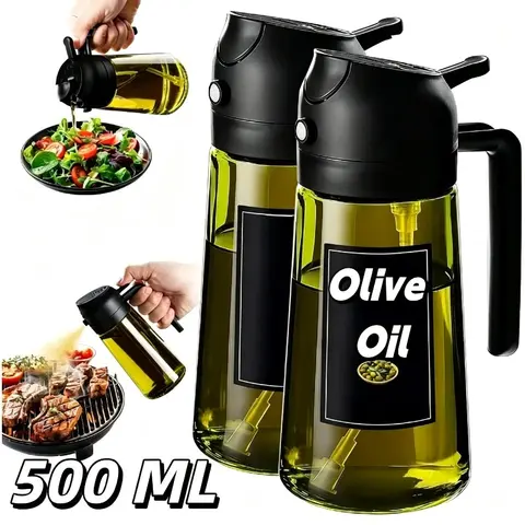 Olive Oil Dispenser Plastic Bottle for Kitchen Gadgets Air Fryer Accessories Olive Oil Sprayer Cooking Light-Blocking Dark Green