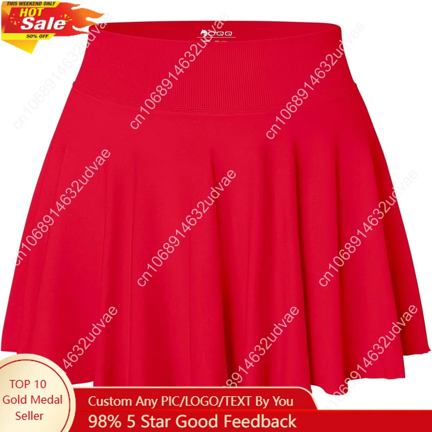 

Women Mini Skirts 2 in 1 Flowy Basic Versatile Stretchy Flared Casual A-line Skirt with Pockets