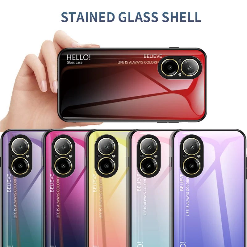 Realme C67 4G RMX3890 Custodia Gradiente Antiurto Vetro Duro Della Copertura Posteriore Cassa Del Telefono Del Silicone Paraurti per Realme C67 RealmeC67 RMX3890