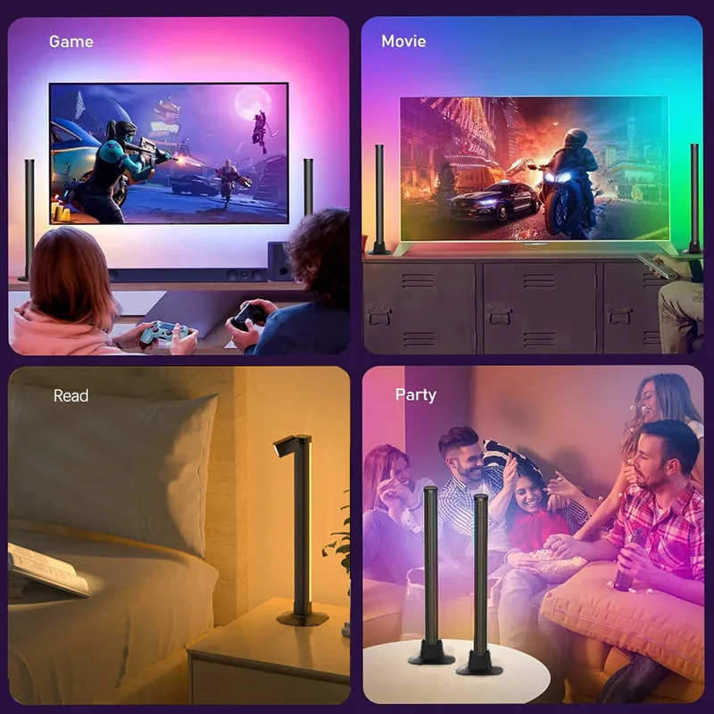 Display-Lichtleiste, RGB-Bildschirm-Lichtleiste, Atmosphärenlicht, Tischleuchte, dimmbar, LED, dynamischer Regenbogeneffekt, einstellbare Helligkeit