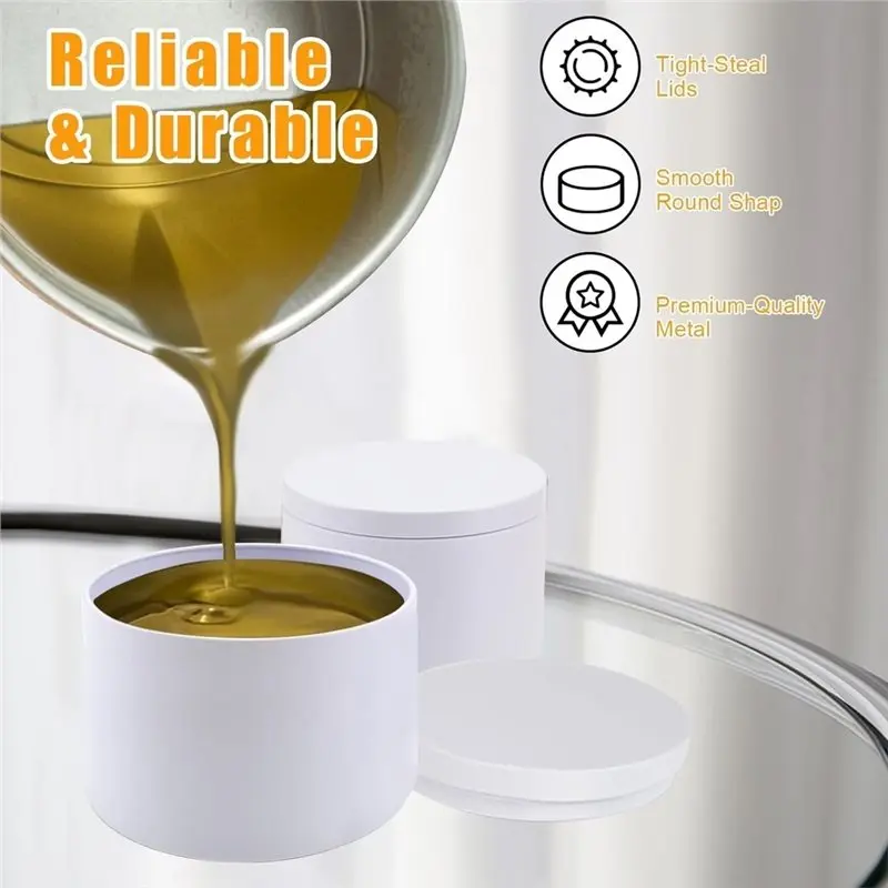 ABXF-Candle Tins Jars Container 4 OZ With Lids,Heavy-Duty Matte All-White Small Bulk Empty Candles Tins For Making Candle