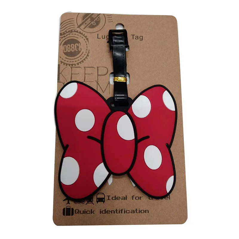 Disney Luggage Tags Cartoon Cute Mickey Minnie Suitcase Tag Baggage Holder Accessories Label Travel Bag Pendant Doll Accessories