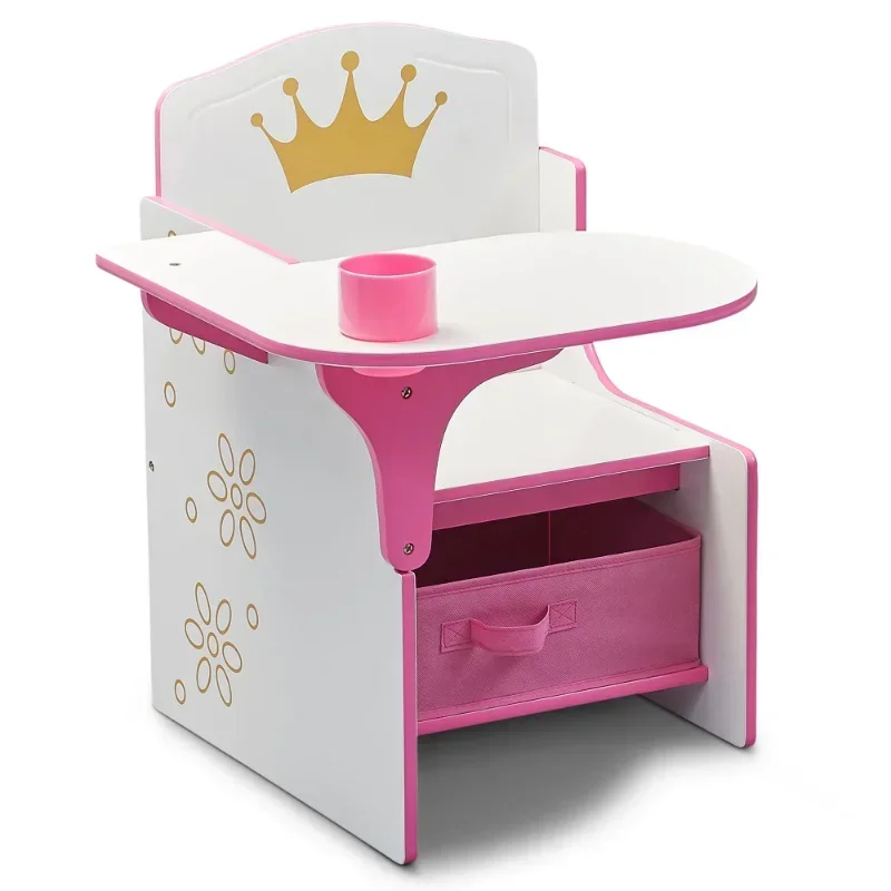 Delta Children Princess Crown 작업 의자 책상(보관함 포함), Greenguard Gold 인증 학교 책상 및 의자