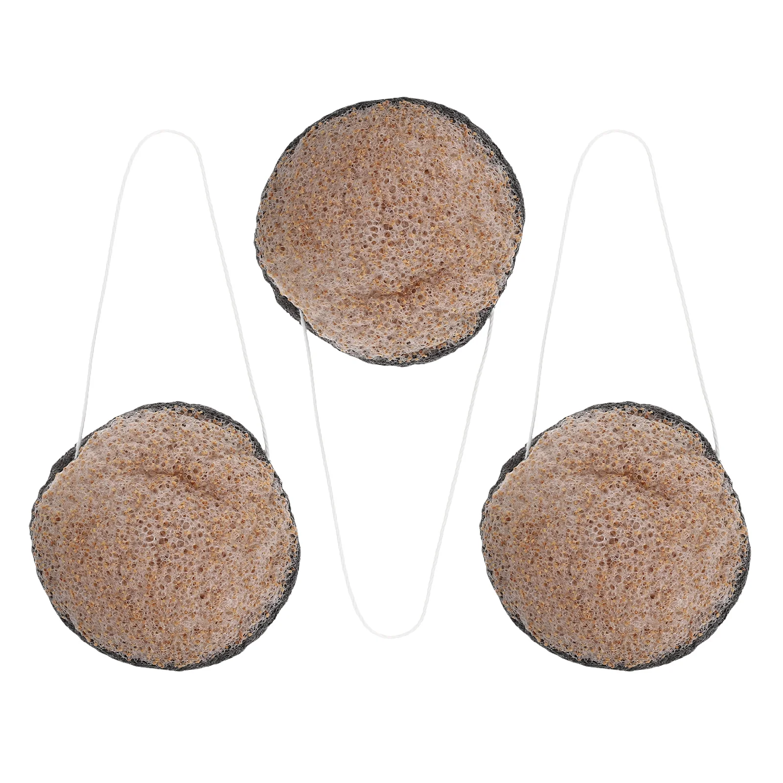 3 個両面フェイシャルスポンジクルミの殻竹炭ディープクレンジング角質除去パッド再利用可能なメイク落とし毎日のスキンケア