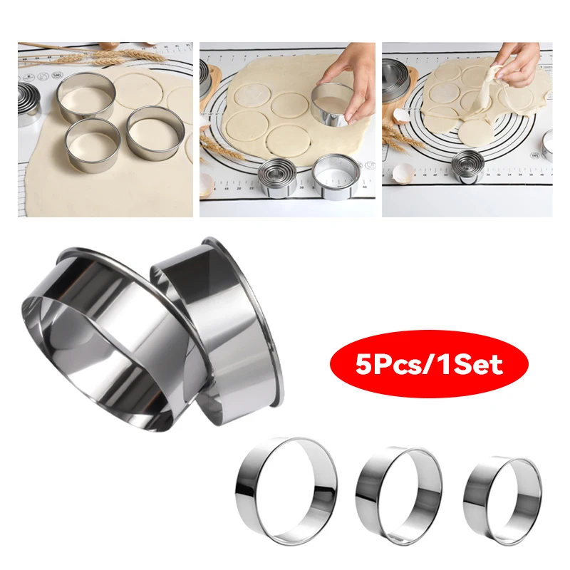 

1 Set round stainless steel biscuit mold dumpling skin cutting mold DIY biscuit pastry cake baking tools kitchen baking gadget