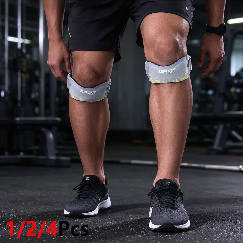 1/2/4Pcs Adjustable Patella Knee Strap with 10mm Thick Silicone Pad, Bidirectional Pressurization Patellar Tendon Support Brace