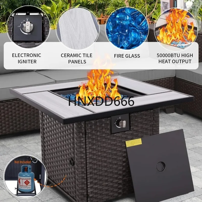 7-Piece Outdoor Patio Furniture Set - Brown Rattan Sectional Sofa Loveseat Conversation Set with Storage Bin