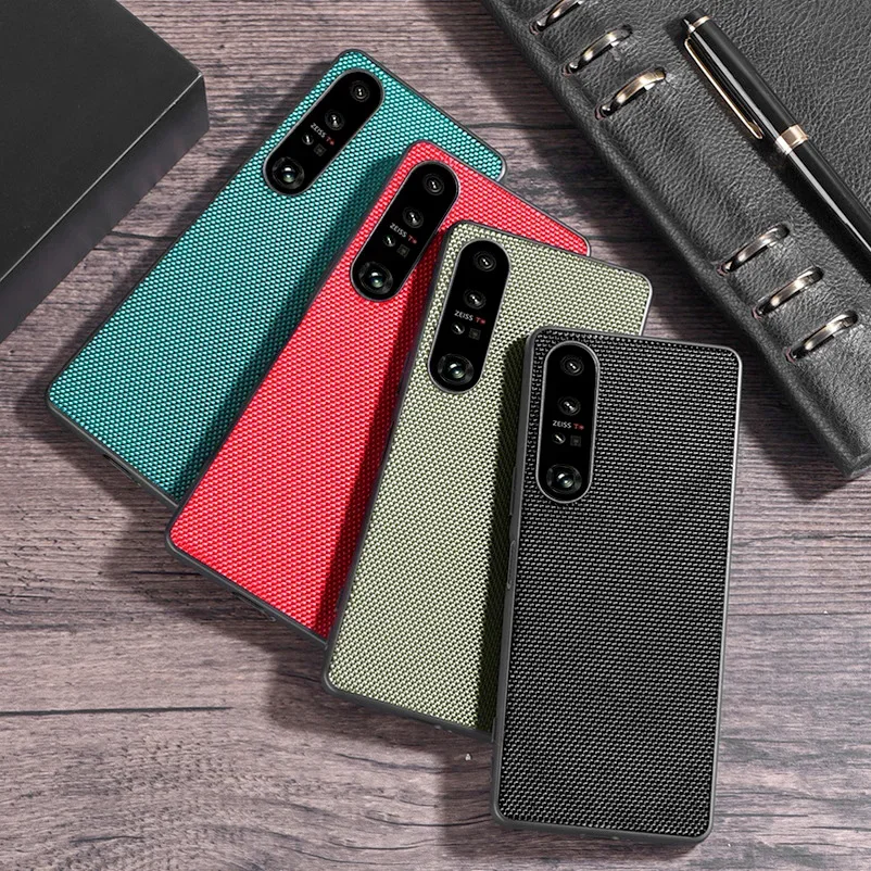 Touch Feel of Nylon Pattern Cloth Case for Xperia 5 V 1V 10 V 10IV 5 III 10 III Hard TPU Phone Shockproof Back Cover