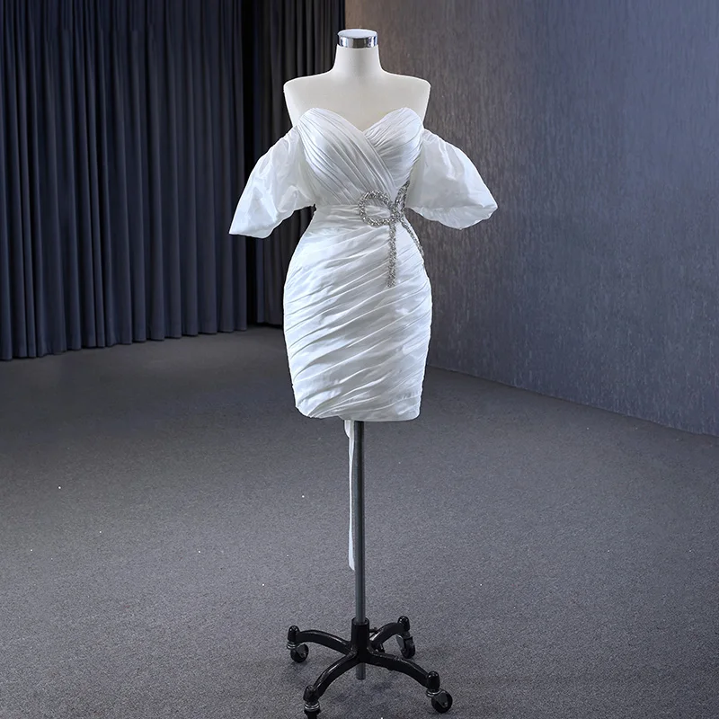 Robe de mariée en organza pour femme, magnifique robe sirène, robe blanche chérie, cristal, RSM222187