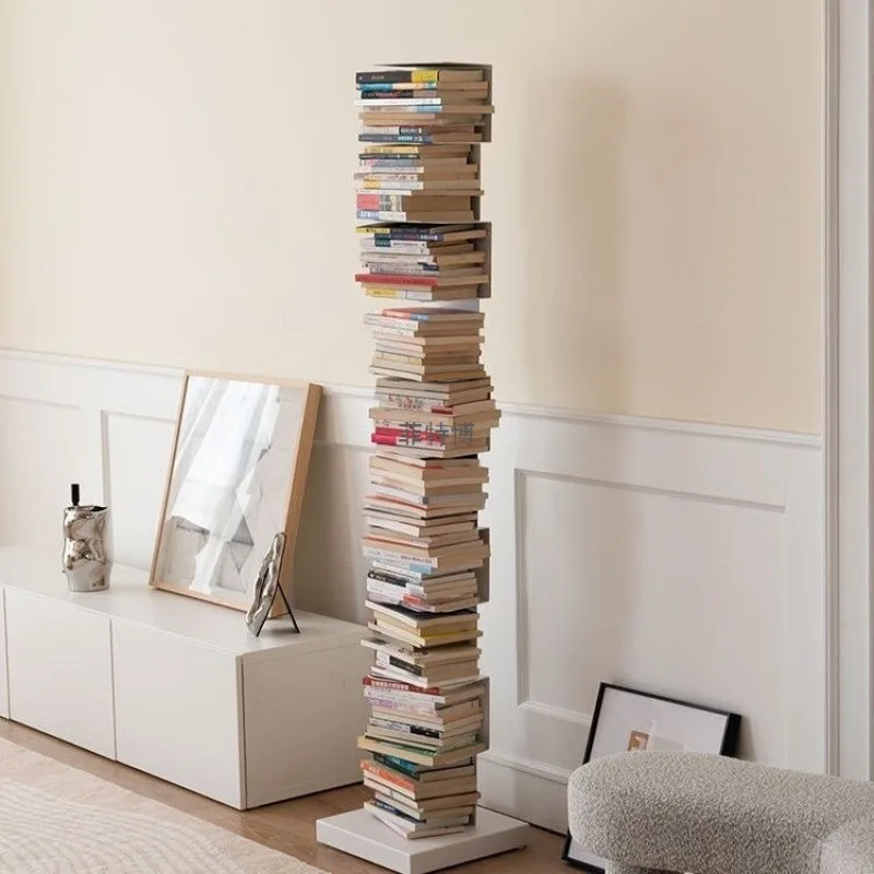 Invisible bookshelf Floor shelf Wrought iron simple vertical bookcase corner integrated against the wall Book storage rack
