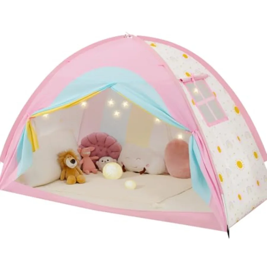 

Twin Bed Tent for Twin Size Bed Canopy with Star Lights Privacy Space Blackout Sleeping Tents Indoor Breathable Portable Bunk B
