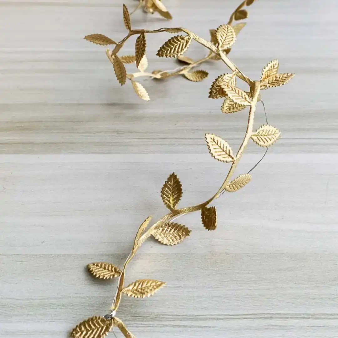 2M 20LED Golden Leaves String Fairy Lights For Wedding Birthday Party Decoration Home Garden Artificial Plant Garland Vine Light