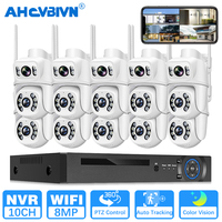 10CH 4K POE NVR HD 6MP Dual Lens PTZ WIFI IP Home Security Cameras System Video H.265 CCTV Auto Track Wireless Surveillance Kit