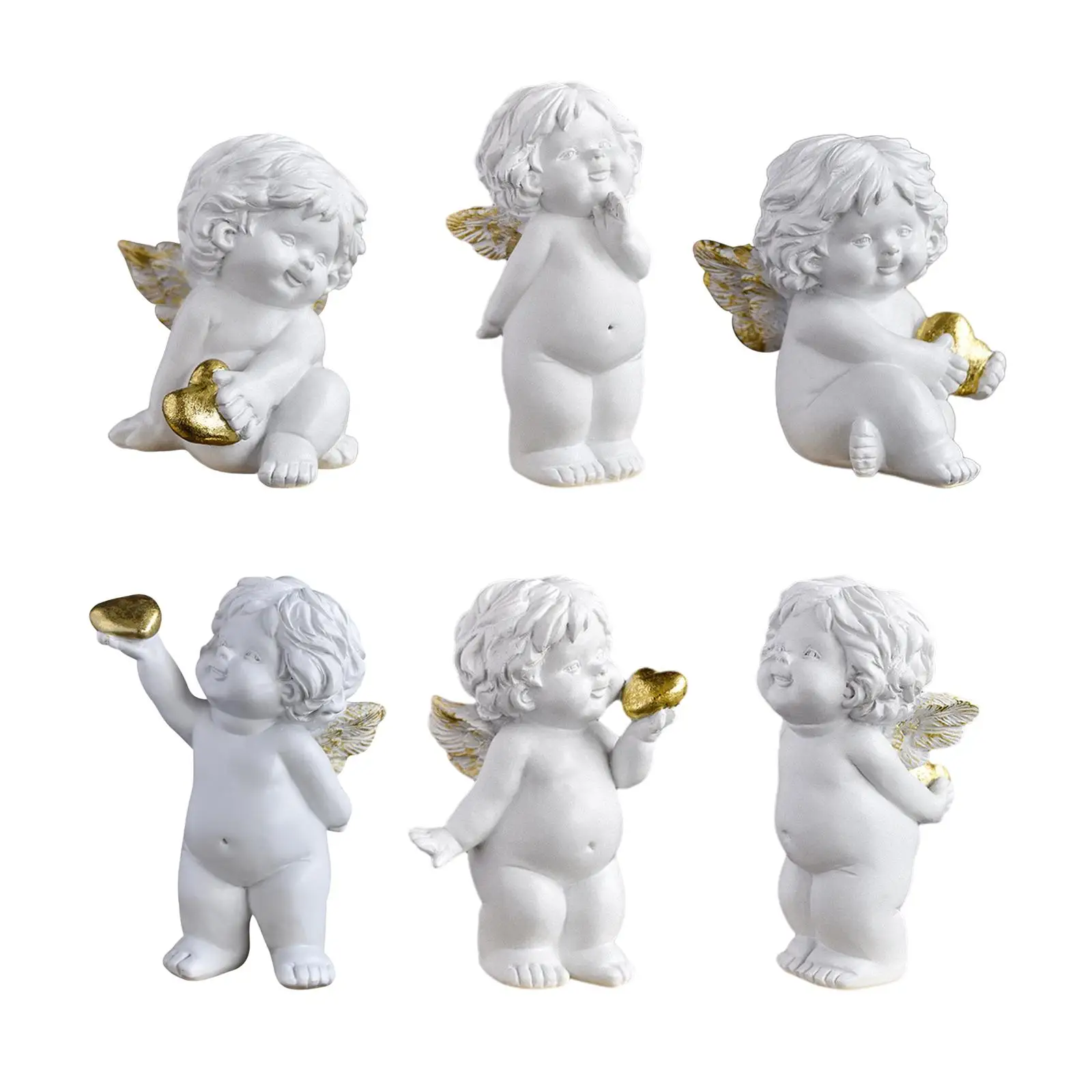 Cherub Sculpture Baby Angel Statue, Modern, with Wings Cupid Figurine Little Angel Decoration for Indoor Garden Home Decor