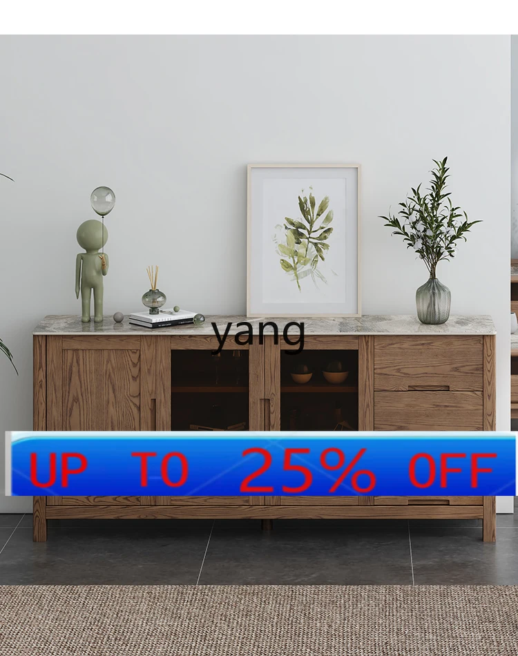 

Lmm Nordic solid wood rock slab dining side cabinet living room storage cabinet locker