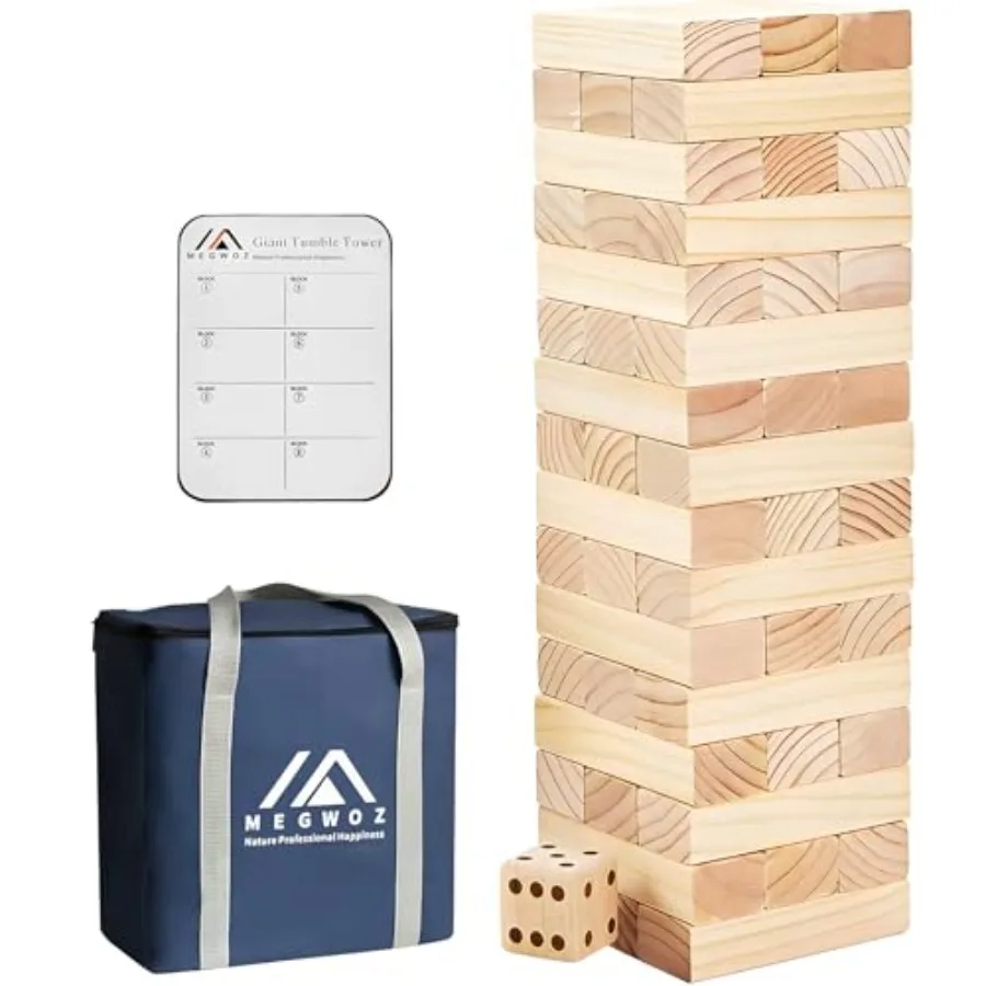 

Гигантская башня-пирамида для семейных игр и взрослых, 60 деревянных блоков из новозеландской сосны, высота до 5 футов, для использования в помещении и на улице.