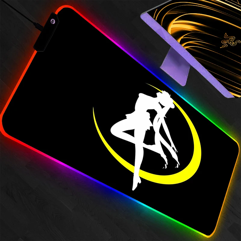 RGB Large Mouse Pad Sailor Moon Gamer Keyboard LED Mousepad Pc Computer Desk Mat Gaming Pad Backlight Mouse Mats For LOL