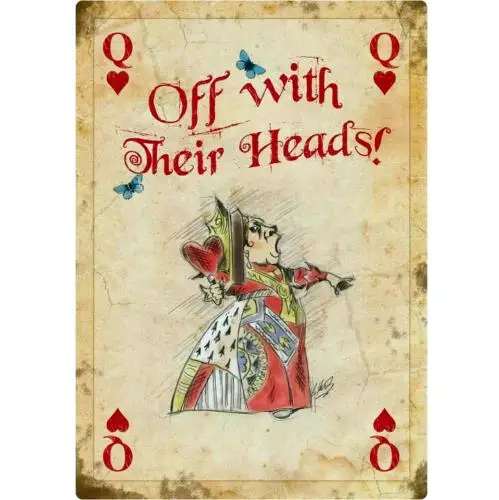 Alice's Adventures in Wonderland Vintage Metal Sign Queen of Hearts 12x8