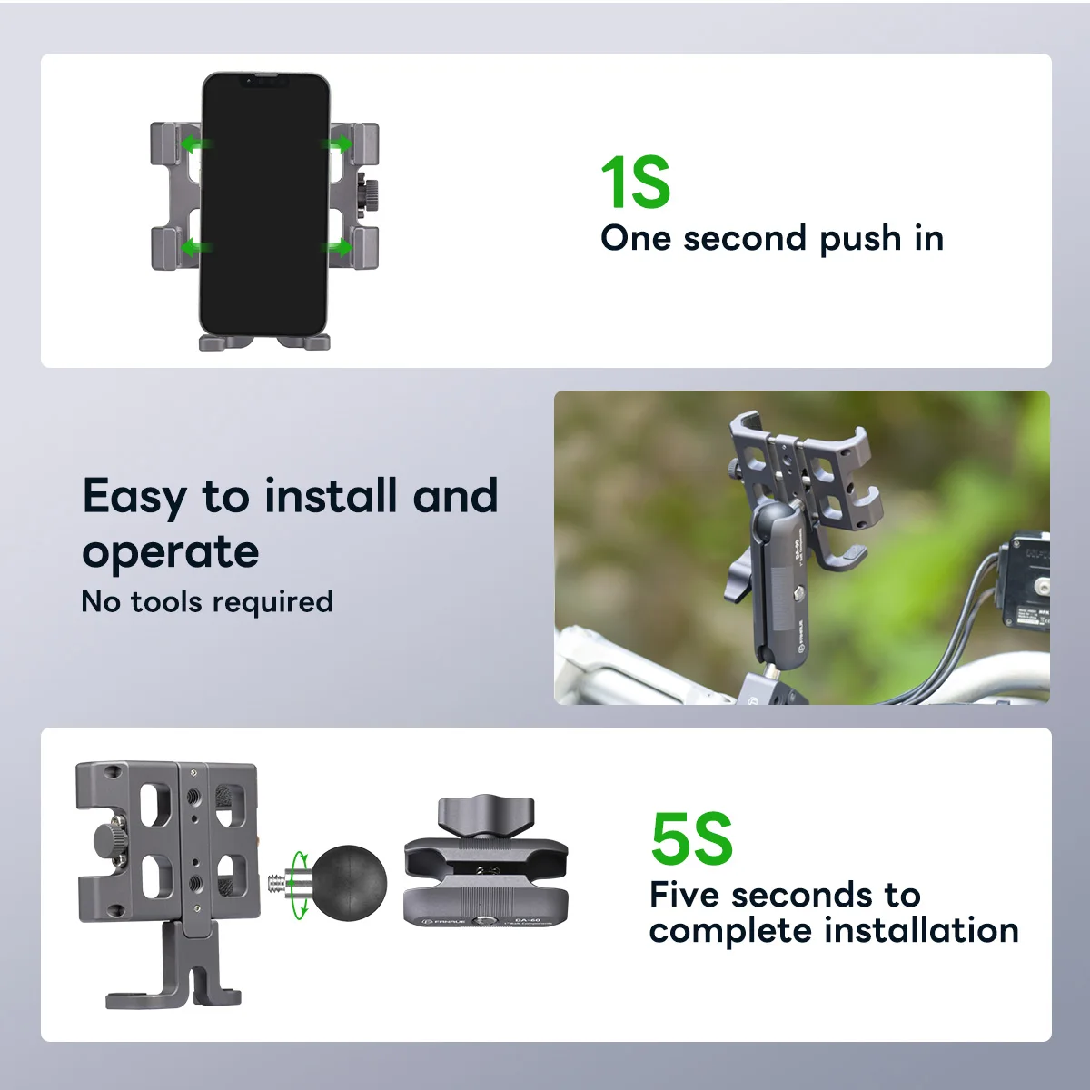 FANAUE Aluminum Alloy Motorcycle Mobile Phone Holder Panel Mobile Phone Holder Anti-Vibration Anti-Shake Stable