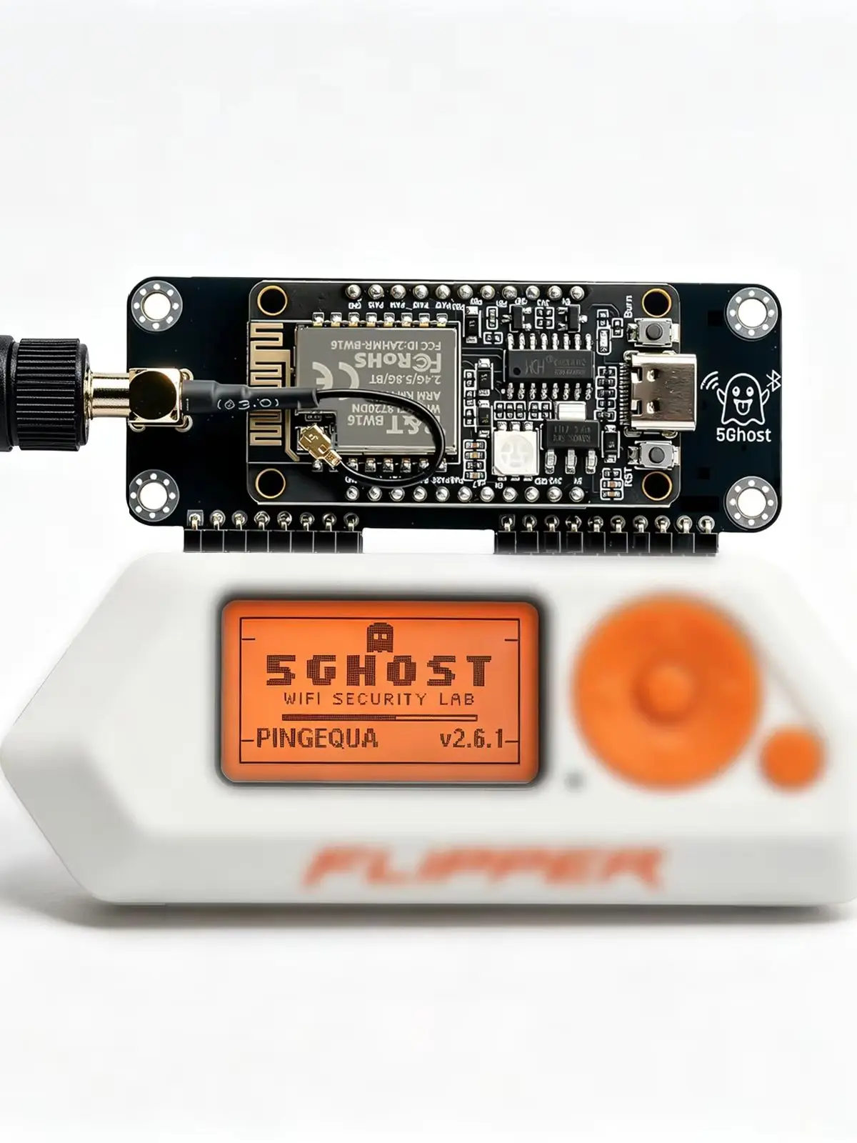 Płytka programistyczna 5Ghost WiFi do Flipper Zero, moduł GPIO 2,4 GHz i 5 GHz (BW16) z anteną o wysokim zysku 8 dBi, płytka programistyczna IoT PINGEQUA. — 2
