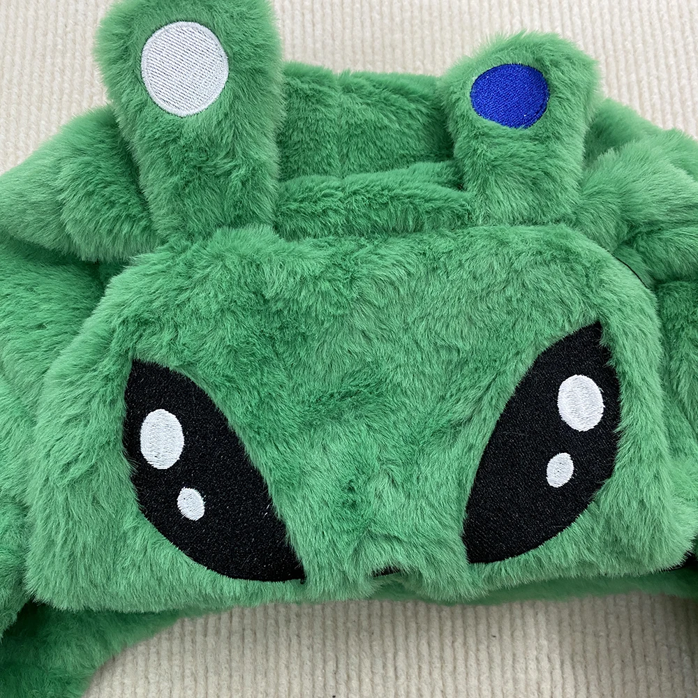 Alien Cartoon Anime Embroidered Warm Windproof Lei Feng Hat with Ear Protection for Autumn Winter Outdoor Activities
