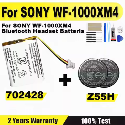 Brand-New Z55H 3.85V 70mAh Replace Battery For SONY WF-1000XM4 Bluetooth Earbuds Headset Batteria + Free Gift Tools