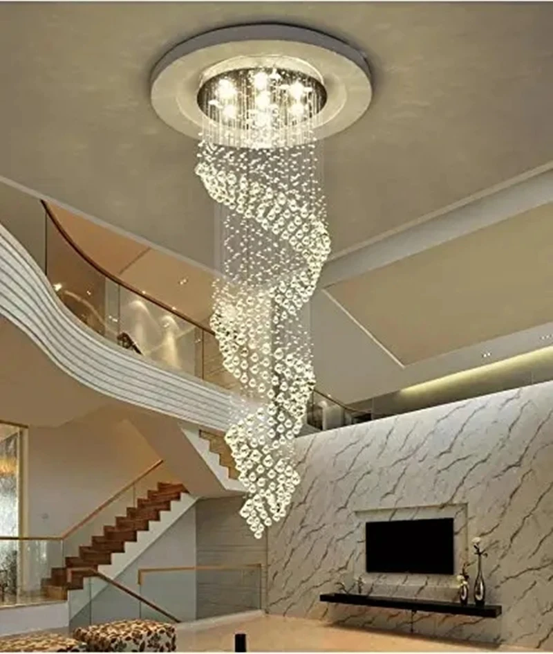 Modern Crystal Chandelier For Spiral Interior Design Ladder Luxury Corridor LED Pendant light Crystal Chandelier CX024BQ