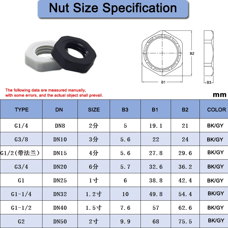 10 Pcs Plastic Nut Nylon Fixing Outer Hexagon Nut 3/8\