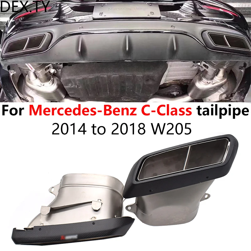 1 pair for 14-18 Mercedes C-Class W205 AMG C63S rectangular exhaust pipe Upgraded carbon fiber AK muffler tailpipe tip